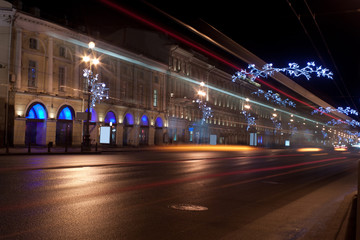 Fototapeta na wymiar Nevsky Prospect at night, Russia