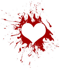 Red grunge heart, vector