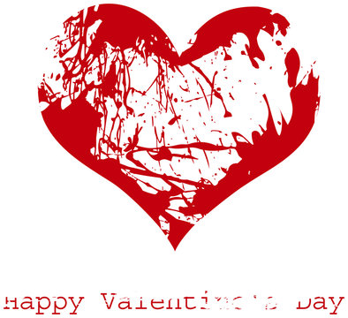 Red grunge heart, vector, Happy Valentine's Day