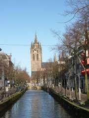 Fototapeta premium The tower of the old church in Delft in the Netherlands