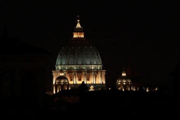 Dome of Saint Peter Basilica by night