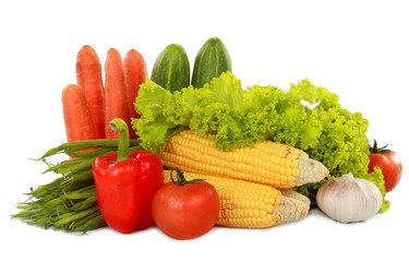 healthy vegetables on white background