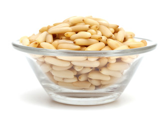 pine nuts on a glass bowl