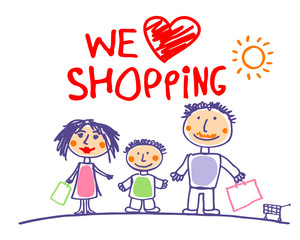 We love shopping illustration with family.