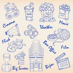 Hand Drawn Movie Icons Set     vector eps10