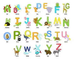 Fototapete Alphabet Alphabet mit Tiermotiven von a bis z
