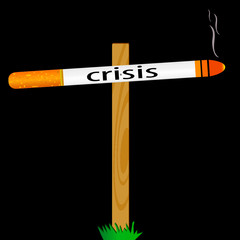 symbol for the sign of the crisis with a cigarette
