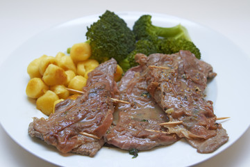 Saltimbocca alla romana with Gnocchi and Broccoli