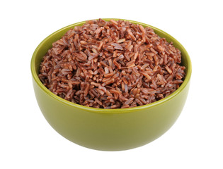 red rice in a green bowl