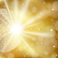 Abstract golden background with disco ball