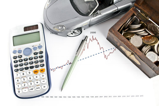 Car, Calculator, Pen and Treasure box