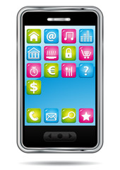Smartphone with applications icons