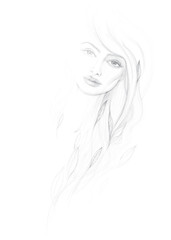 Dafne / Detail vector sketch of mythological beautiful woman