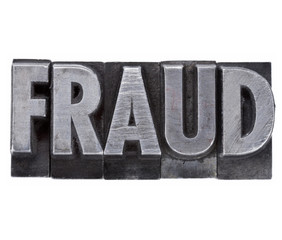 fraud word in metal type