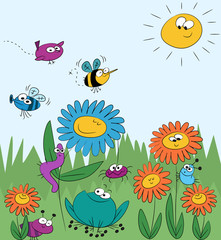 Funny cartoon and vector nature scene. Isolated objects