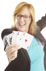 woman playing poker