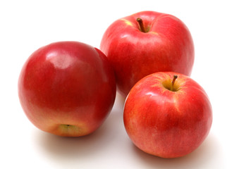 fresh red apples isolated on white background