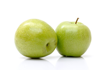 fresh green apples isolated on white background
