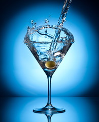 Splash martini from flying olives.
