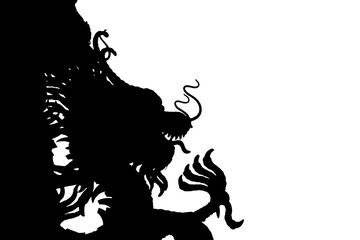 Dragon black silhouette, large majestic elegance.