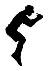 Relax a cameraman silhouette on a variety of independent action.