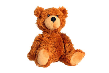 Sitting teddy bear isolated over white with clipping path