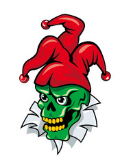 Joker skull on torned paper