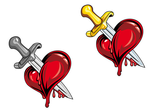 Cartoon heart with dagger