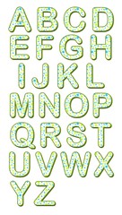 Teal and Lime Green Polka Dots Alphabet Set 3D