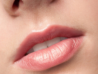 Close-up lips of beauty young woman