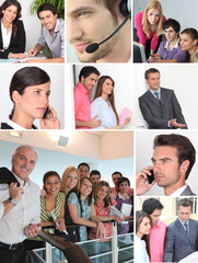 Collage showing office  workers