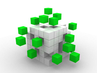 Obraz premium teamwork business concept with green cubes