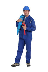 worker with blue helmet