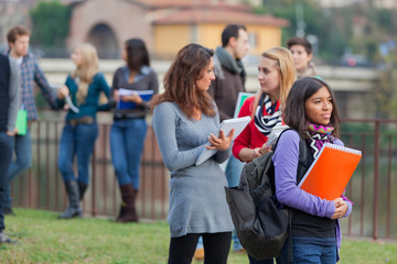 Obraz premium Multicultural College Students at Park