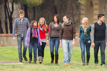 Multicultural Group of People Walking Together