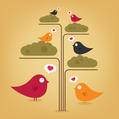 abstract tree with birds