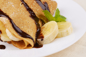 Crepes with chocolate sauce