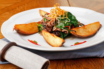 grilled octopus and spinach