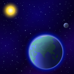 Obraz na płótnie Canvas Earth, moon and sun