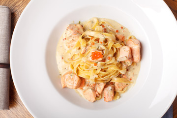Fettuccine with salmon