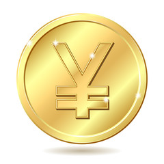 golden coin with yen sign