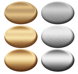 metal silver and gold oval push buttons collection