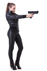 Woman holding weapons