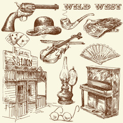 hand drawn wild west collection - 38377915