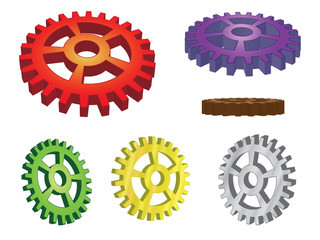 set of 3d gears  illustration