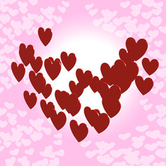 valentine hearts on pink background