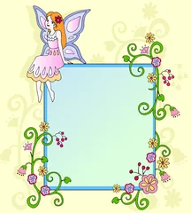 Poster frame met een fee en bloemen © ayelet_keshet