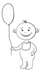 Baby with a balloon, contours