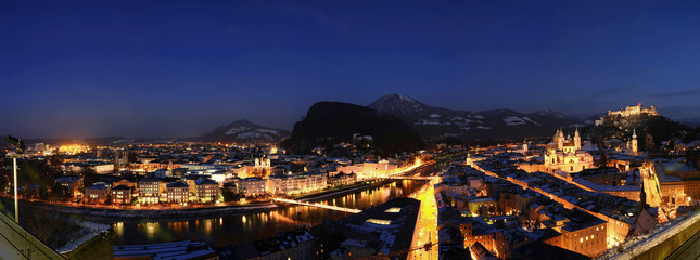 Salzburg night panorama