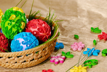 Obraz na płótnie Canvas Easter eggs in the basket